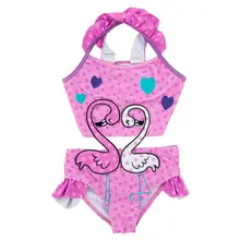 Слитный купальник для девочек, детский комбинезон, купальный костюм с лебедем, купальный костюм, детское бикини с вышивкой, одежда для плавания с героями мультфильмов