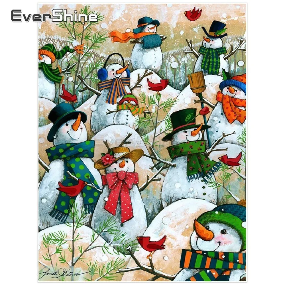 EverShine Diamond Painting Snowman Picture Of Rhinestones Diamond Embroidery Sale Cross Stitch Diamond Mosaic Scenery Home Decor