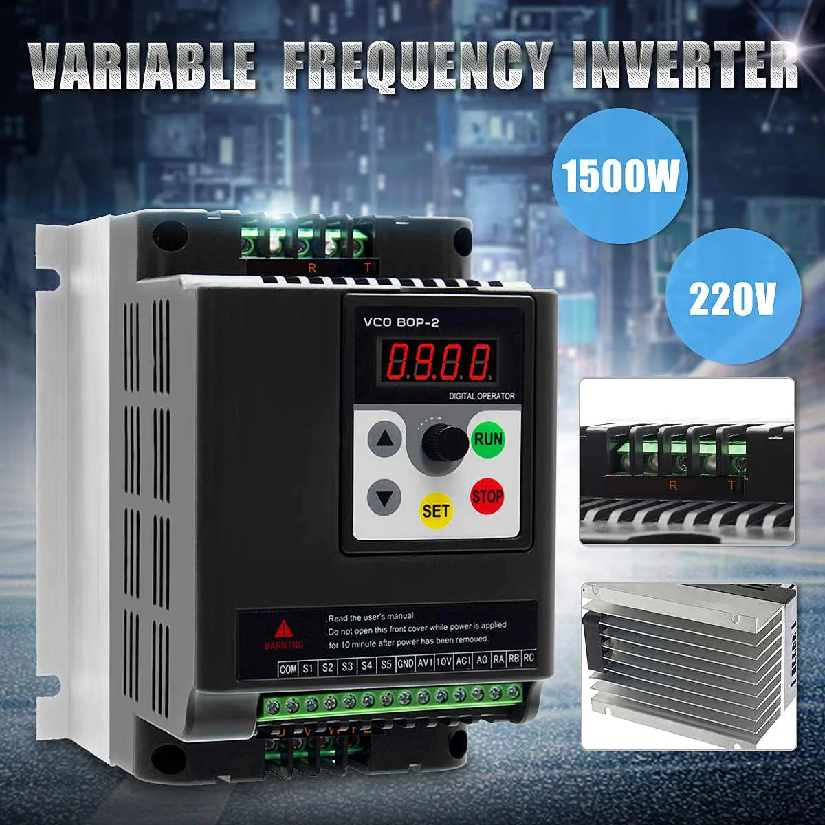 

1.5KW 220V Variable Frequency Converter Drive Inverter Motor Single Phase to 3Phrase