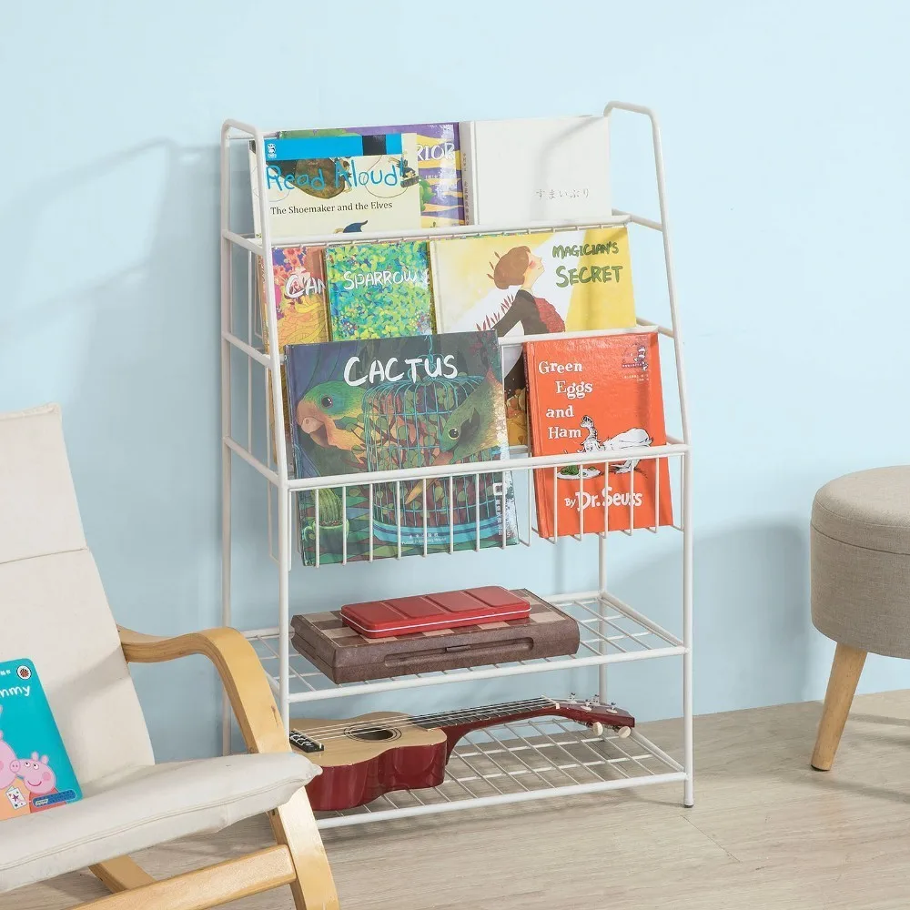 

SoBuy KMB06-W, Children Kids Bookcase Storage Display Shelving Unit Metal Organization Rack