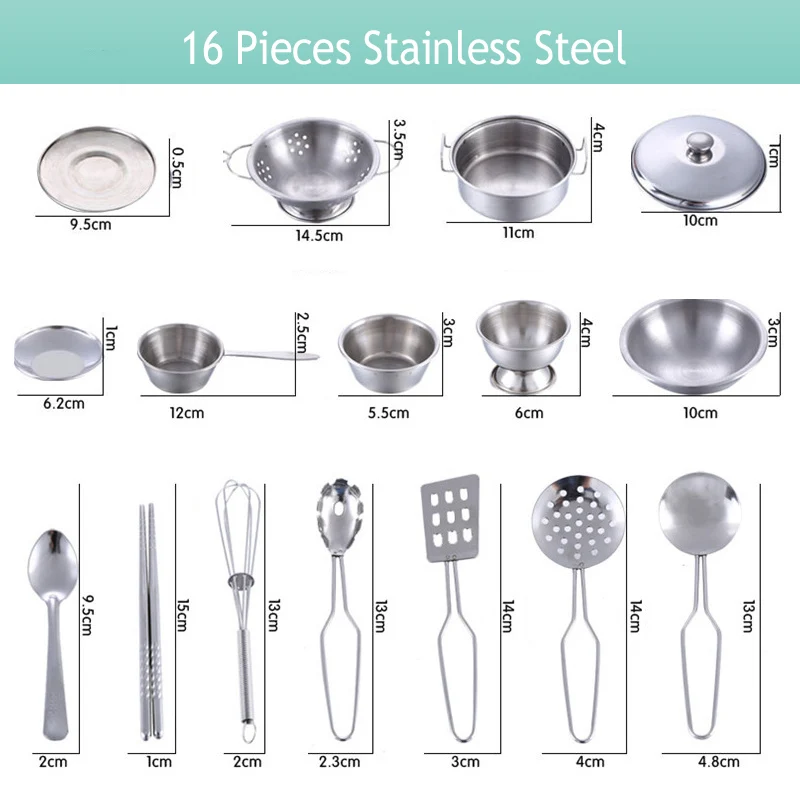 Mini Küche Set Kinder Pretend Spielen Kochen Werkzeuge Set Edelstahl Kochgeschirr Topf Pan Zubehör Küche Spielzeug für Baby Kinder