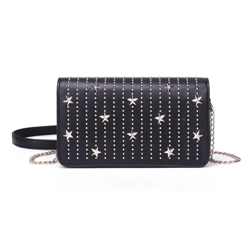 

Star Rivet Flap Shoulder Bag Messenger Women PU Leather Satchel Chain Crossbody Handbags 2019 new