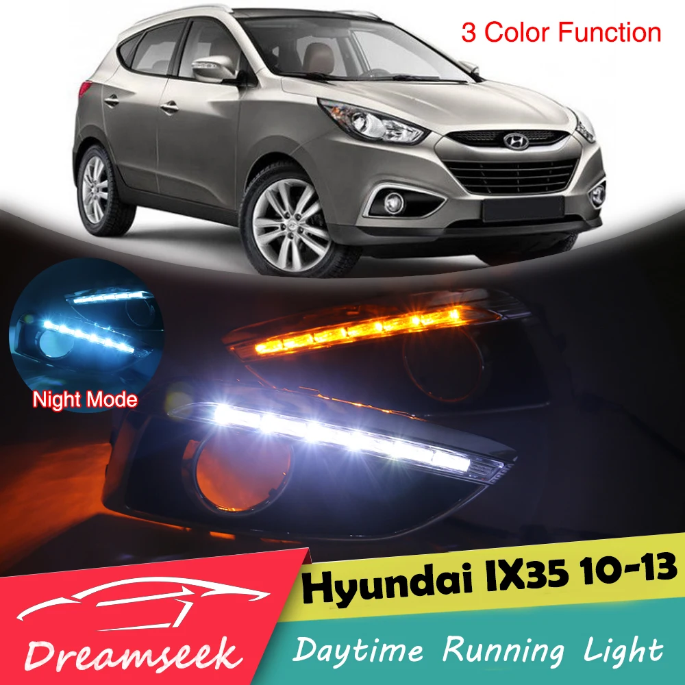 3 цвета СВЕТОДИОДНЫЙ DRL Дневной светильник для Hyundai Tucson 2010 2011 2012 2013 дневные ходовые