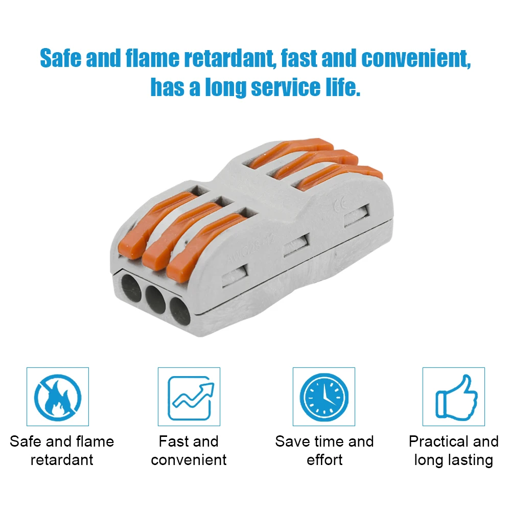

9pcs 6-Way Flame Retardant Cable Connector Box Set Universal Fast Electric Wire Connectors Kit Quick Install Terminals