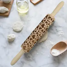 Новая кухонная деревянная Скалка День Святого Валентина, бука, тиснение, печенье, лапша, печенье, фондан, пирог, тесто, узорчатые инструменты