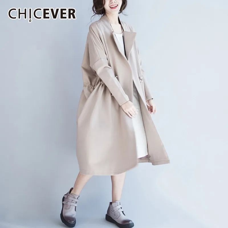 CHICEVER Spring Trench Coat For Women Loose Windbreaker Lapel Long Sleeve Button Pockets Slim Female 2019 Fashion New | Женская одежда