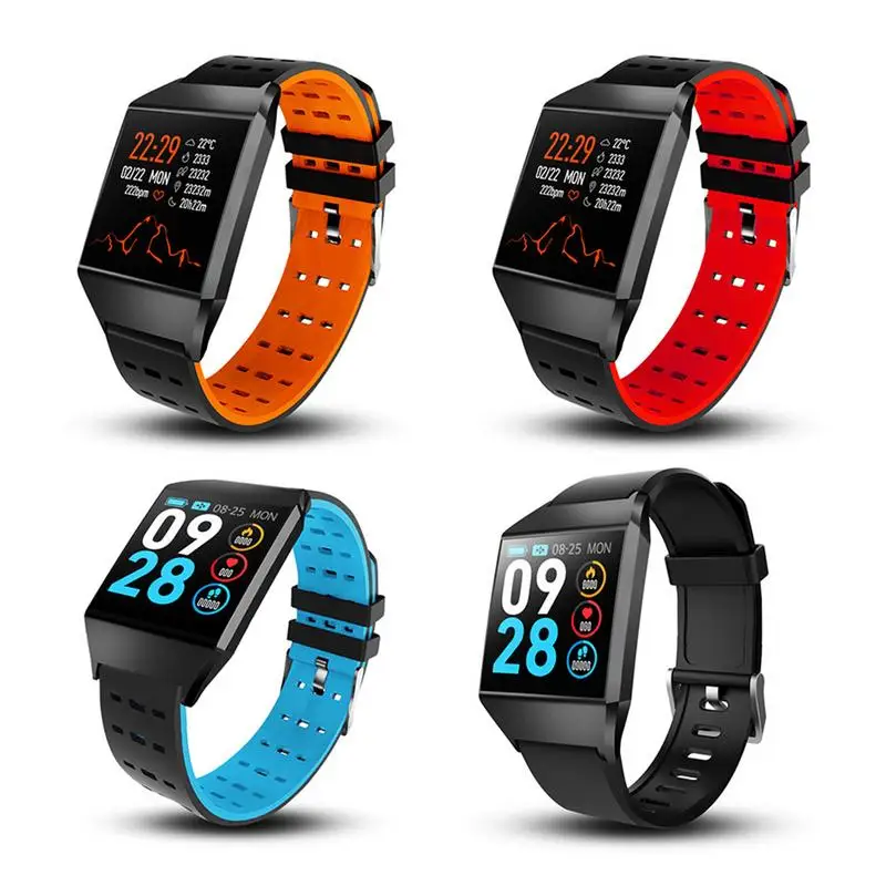 

W1C Smart Bracelet 1.3-inch Color Large Sports Watch Bluetooth Heart Rate Blood Pressure Health Pedometer Black Red Blue Orange