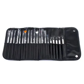 

20pcs Professional UV Gel Acrylic Nail Art Brush Painting Pen Set Nails Dotting Drawing Polish Brushes Tool With Canvas Handbag