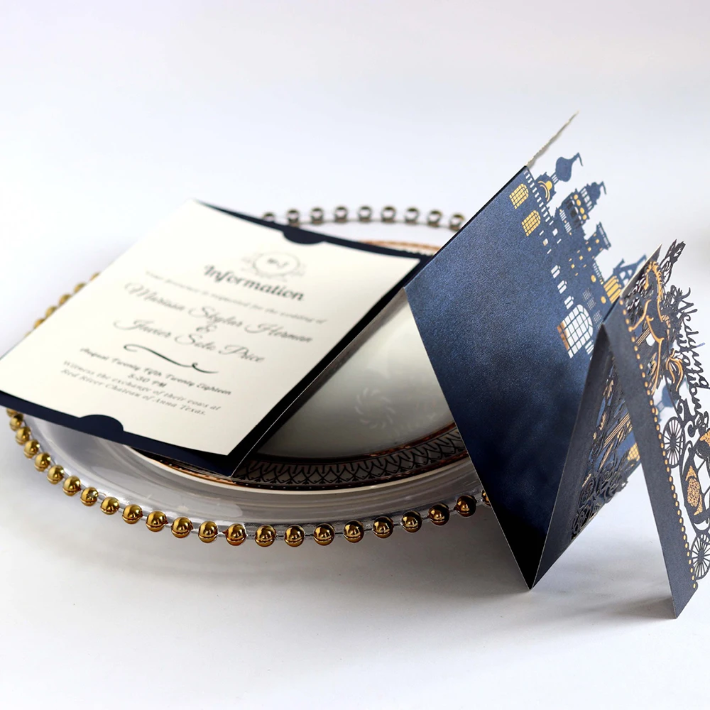  10pcs/lot Lovely Wedding Invitations Cards Laser Cut Castle Greeting Card Event Party Supplies 18*1 - 33000133278