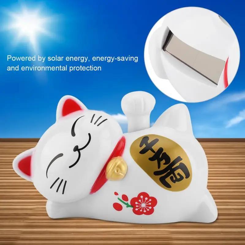 

Solar Powered Adorable Lazy Lying Waving Beckoning Fortune Lucky Cat Car Accessories Home Car Hotel Restaurant Decor Craf