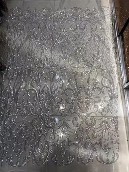 

Latest fashion wine sequins french African tulle lace fabric 2019 high quality sequence glitter bridal Nigerian wedding net lace