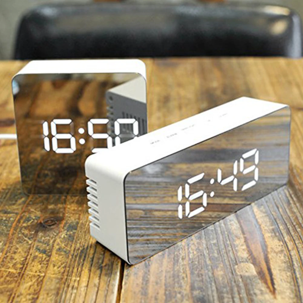 

Hot Multifunction LED Mirror Alarm Clock Digital Clock Snooze Display Time LED Night Light Table Desktop Alarm Clock Despertador