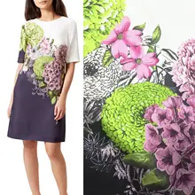 Ткань с цифровой печатью 148 см Широкий на заказ Ретро стиль большой темперамент ручная роспись цветок платье печать ткань