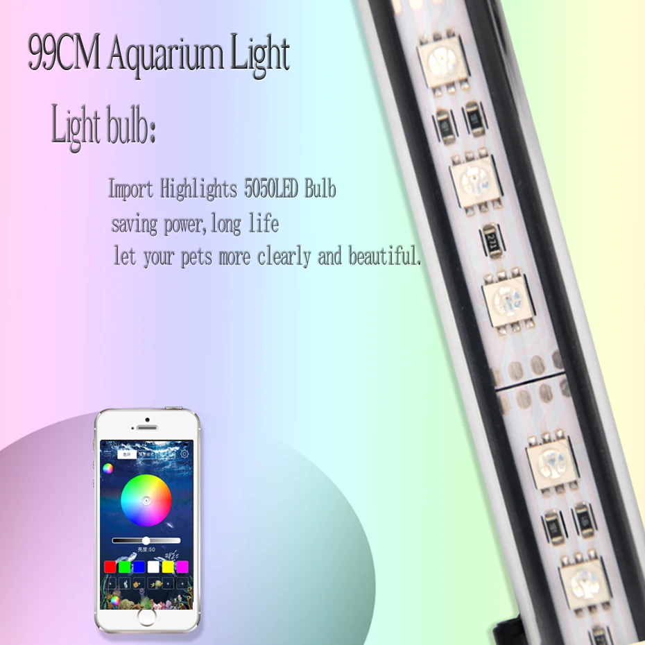 Kopen 99 cm RGB Aquarium LED Verlichting Lamp Voor Aquarium LED Licht Waterdichte Marine Aquarium Aquarium LED Lamp Armaturen Met timer