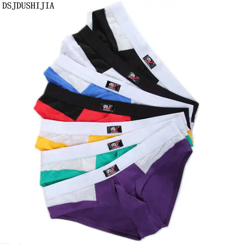 

7PCS Mesh Underwear Breathable Cotton U Bulge Briefs Sexy Mens Low Waist Colorful Underwear Wholesale Sexy Triangle Jockstraps