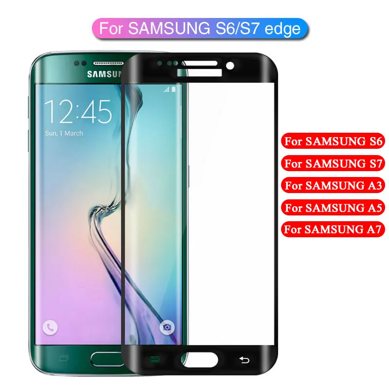 Защитное стекло, изогнутое стекло для Samsung Galaxy S6 Edge Plus S7 A3 A5 A7 2016 2017 HD|Защитные стёкла и плёнки| | АлиЭкспресс