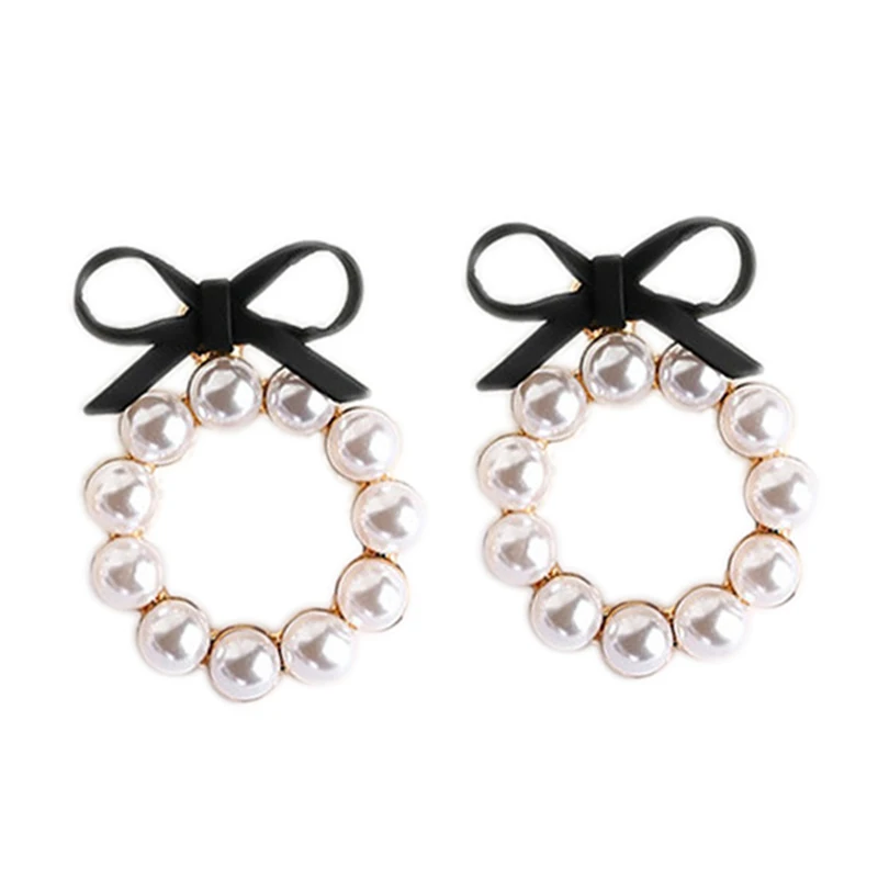 

Summer Chic Earrings Lovely Bow Earrings For Women Geometry Circle Simulated Pearl Stud Earrings Bronco