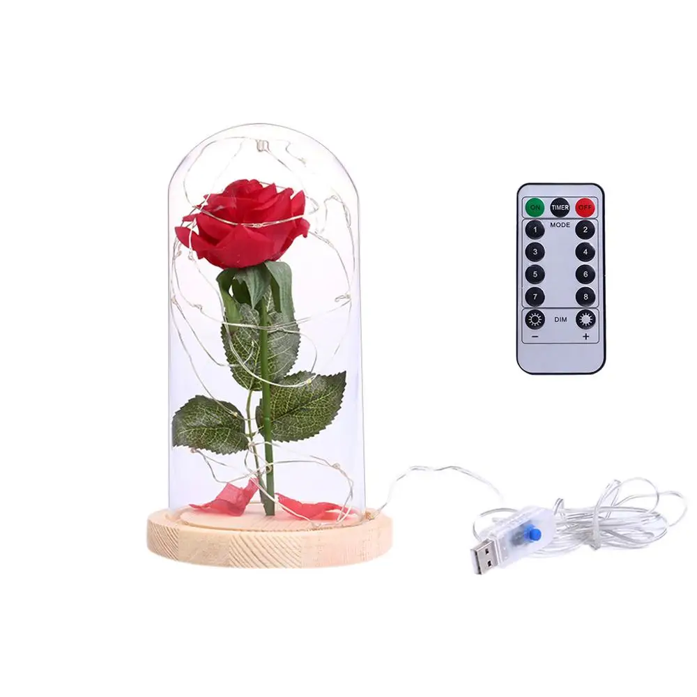

Mother's Day Gift Roses LED String Lights Night Lights 8 Features with Remote Control USB Copper Lights Romantic Valentine's Day