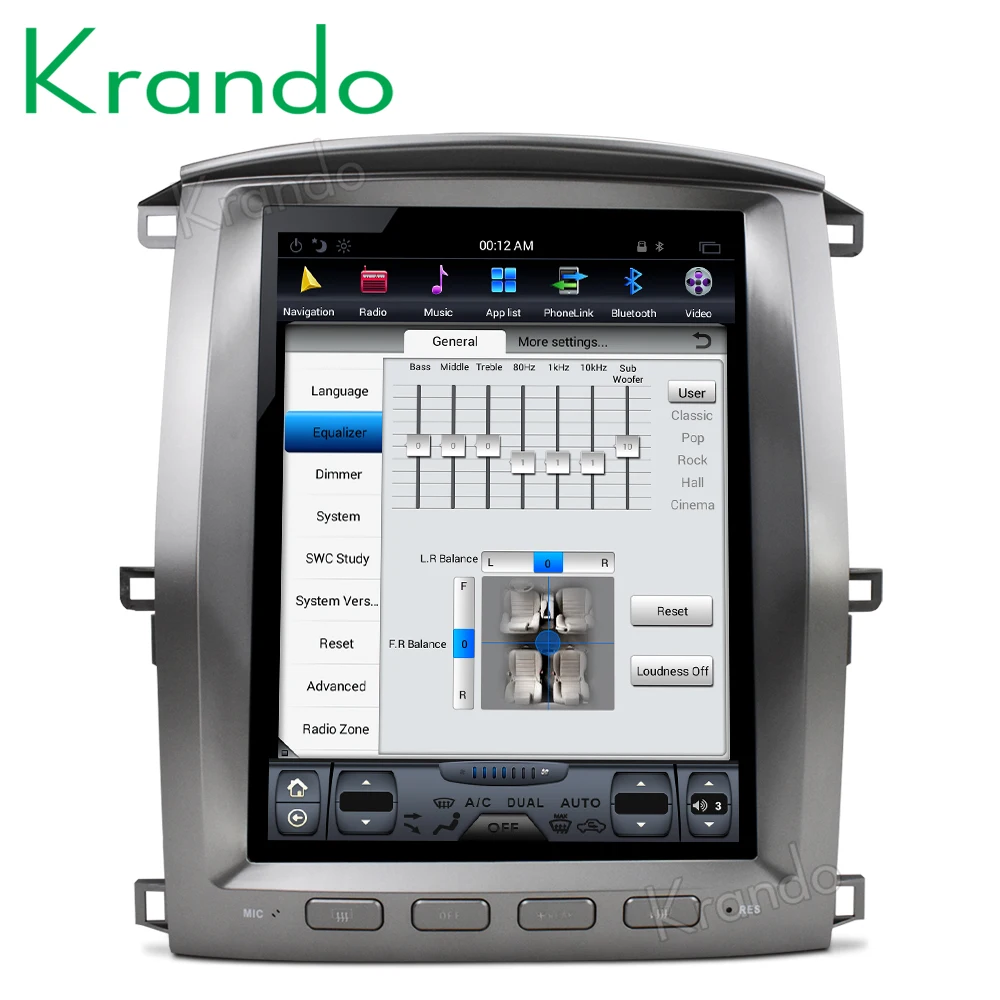 Cheap Krando Android 8.1 12.1" Vertical screen car audio radio player for Toyota Land Cruiser lc100 2002-2007 GPS navigation 3