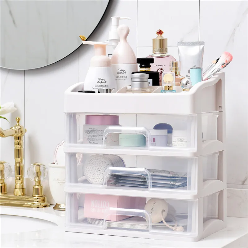 Plastic Makeup Organizer Cosmetic Drawer Makeup Storage Box Container Nail Casket Holder Desktop Sundry Storage Case Bead Tools