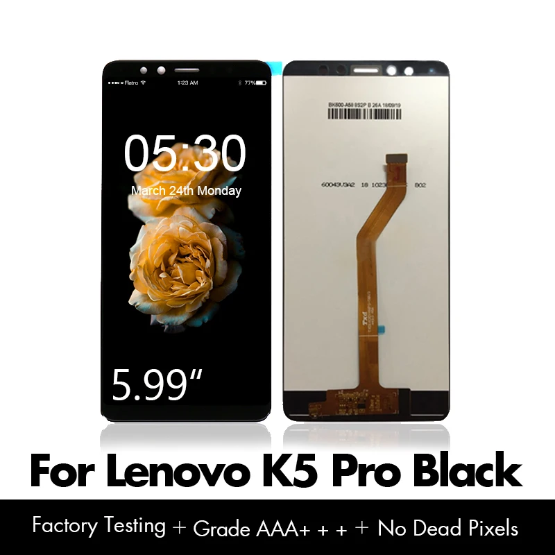 ЖК дисплей и дигитайзер сенсорного экрана в сборе для Lenovo K5 Pro черно белый ремонт