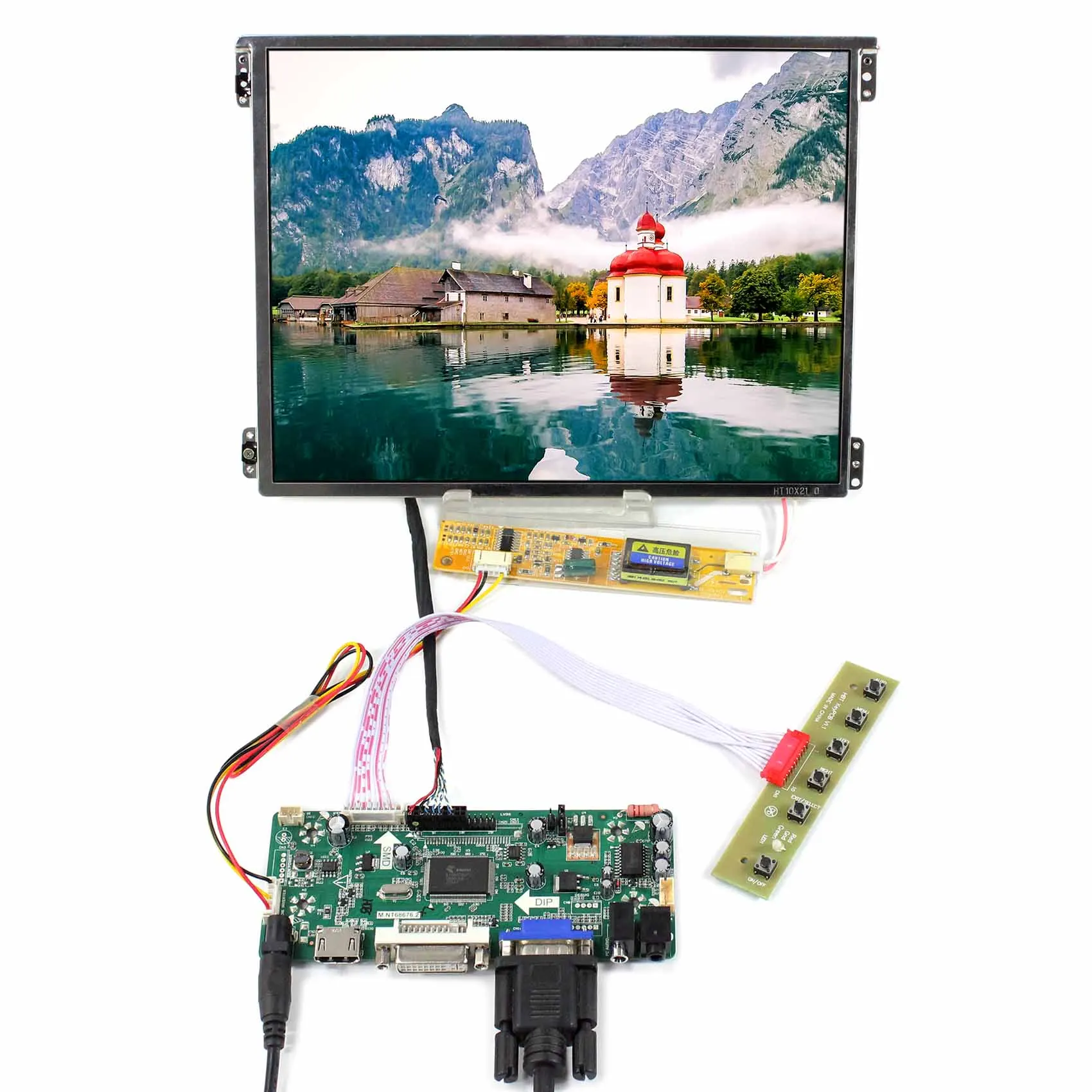 

10.4inch HT10X21-311 10.4"　1024X768 IPS LCD Screen with HDMI VGA DVI LCD Controller Board M.NT68676