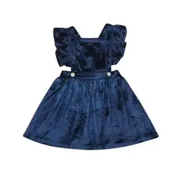 Милое платье для маленьких девочек, праздничное платье принцессы, бархатное зимнее Пышное Платье-пачка для детей 1-6 лет