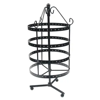 

Metal Four-Layer Earrings Organizer Rotating Pedestal Jewelry Display Necklace Display Rack Earring Storage Tree Jewelry Holder