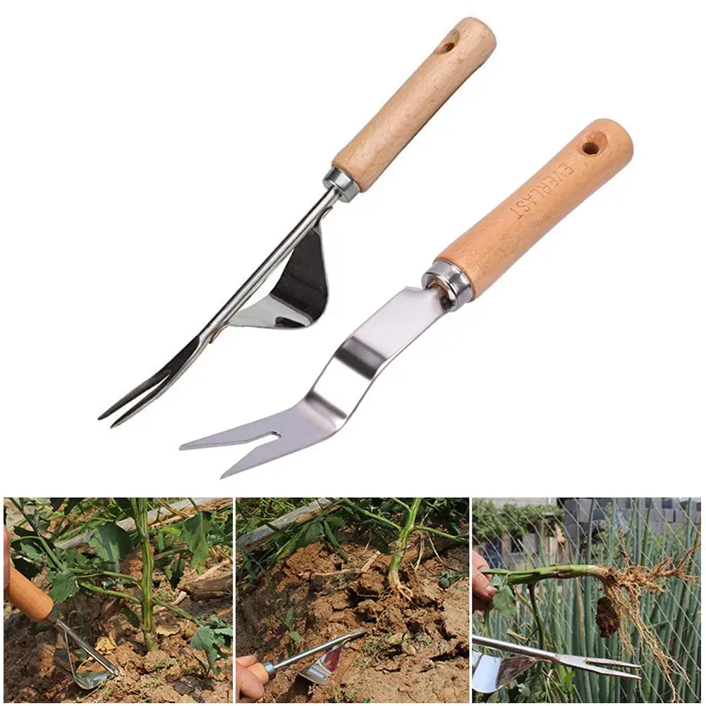 

1 PCS manual weeder fork metal hand garden wood digging puller weeding tool garden transplanting digging tools