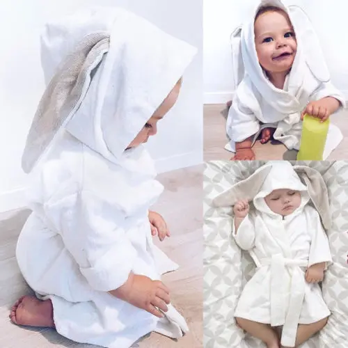 Cute-Boy-Girl-Animal-Flannel-Bathrobe-Baby-Hooded-Bath-Towel-Blanket-Bathrobe US