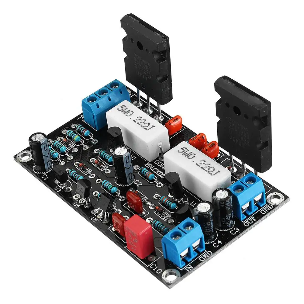 

LEORY 2SC5200+2SA1943 Mono Channel 100W HIFI Audio Amplifier Board After-stage Power AMP Dual DC35V
