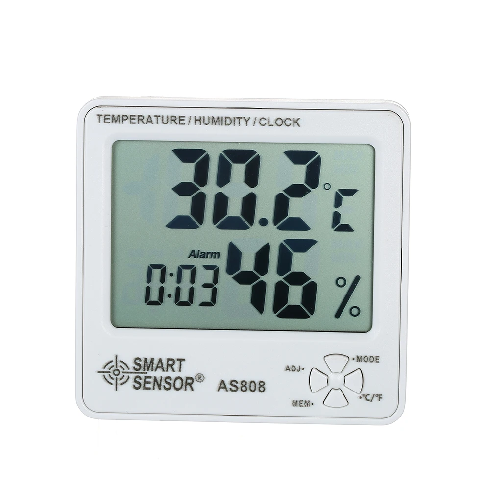 

Smart Sensor AS808 Digital Hygrometer Thermometer Humidity Temperature Meter Tester Weather Station with Calendar & Clock Alarm