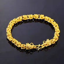 Популярные Модные простые вьетнамские аллювиальные золотые браслеты для мужчин, Этнические браслеты с матовым драконом