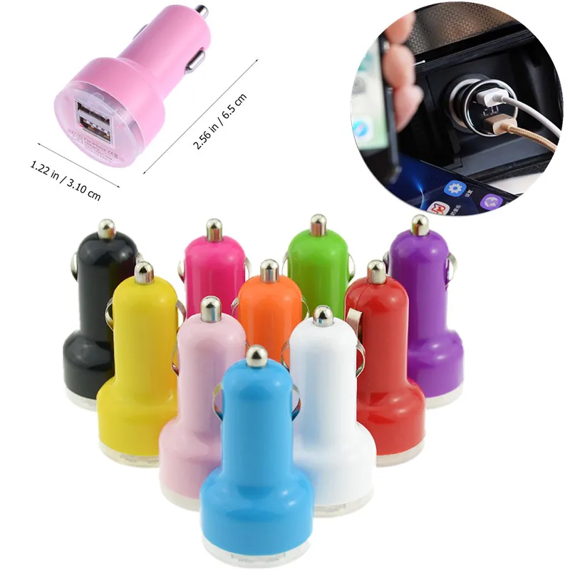 1 шт. 2.1A Универсальный Переходник USB для зарядки в машине Mini Bullet LED двойной 2
