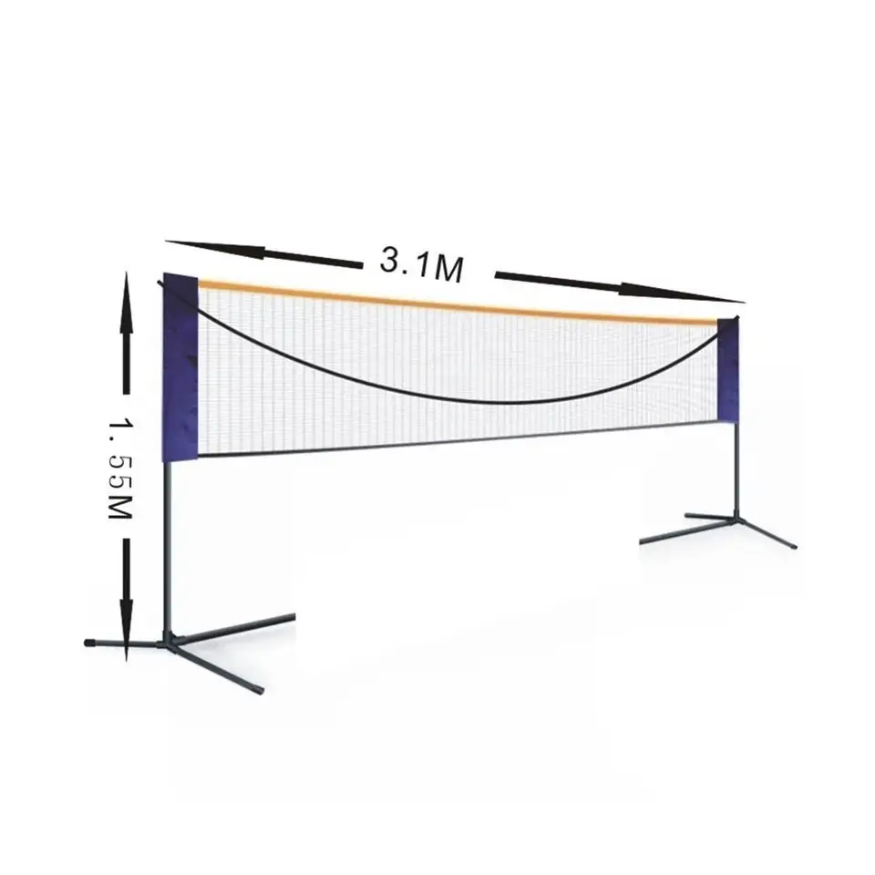 Rete da Badminton 420 x 155 x 103 cm Rete da Pallavolo Regolabile in Altezza Pieghevole, Set da Rete da Tennis Portatile con Pali, Supporto, Borsa per Trasporto, per Uso Interno