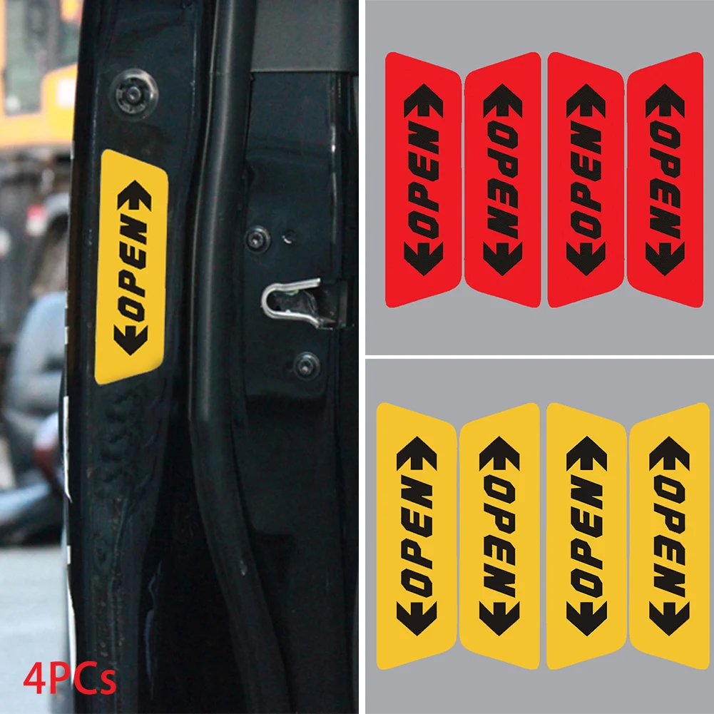 

car sticker 4PCS Reflective Car Door Sticker OPEN Words Safety Warning Sticker Car Styling 2 Colors accessories