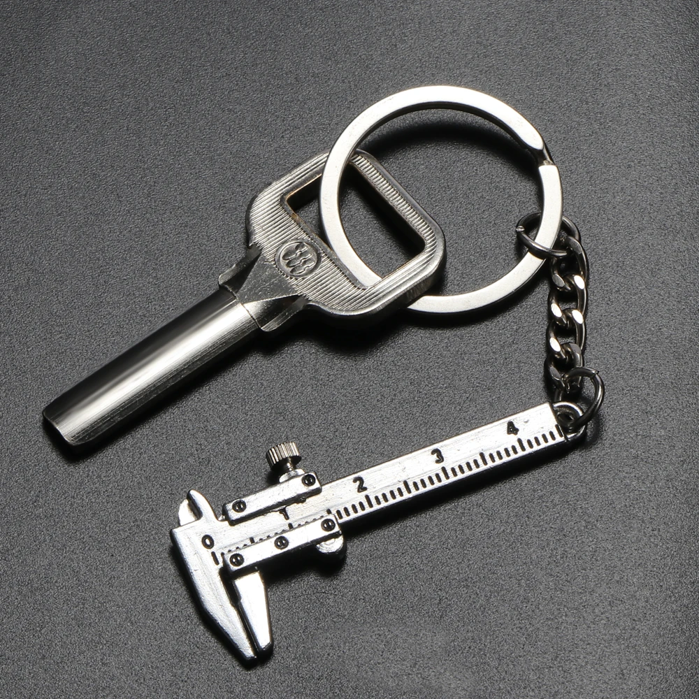 

Mini Vernier Caliper Measurement Model Key Chain Measuring Zinc Alloy Stylish Silver Key Chain For Woodworking Tools