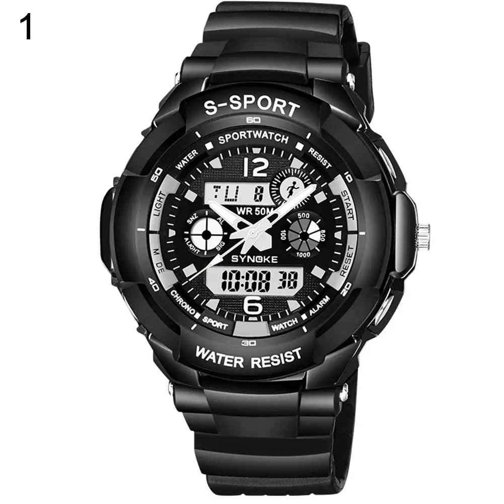 

Men Sports Alarm Month Date Stopwatch Analog Digital Waterproof Wrist Watch Military Electronics army clock Relojes