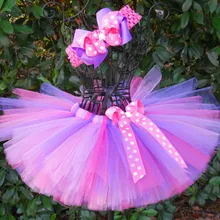 Разноцветные юбки-пачки для маленьких девочек пышные балетные юбки-пачки ручной работы с бантом из ленты и повязкой на голову, Детские тюлевые юбки-пачки