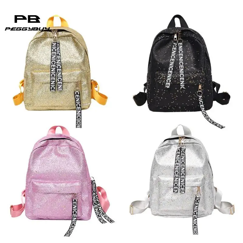 

Glitter Women Sequins PU Leather Backpacks Girls School Travel Shoulder Bag
