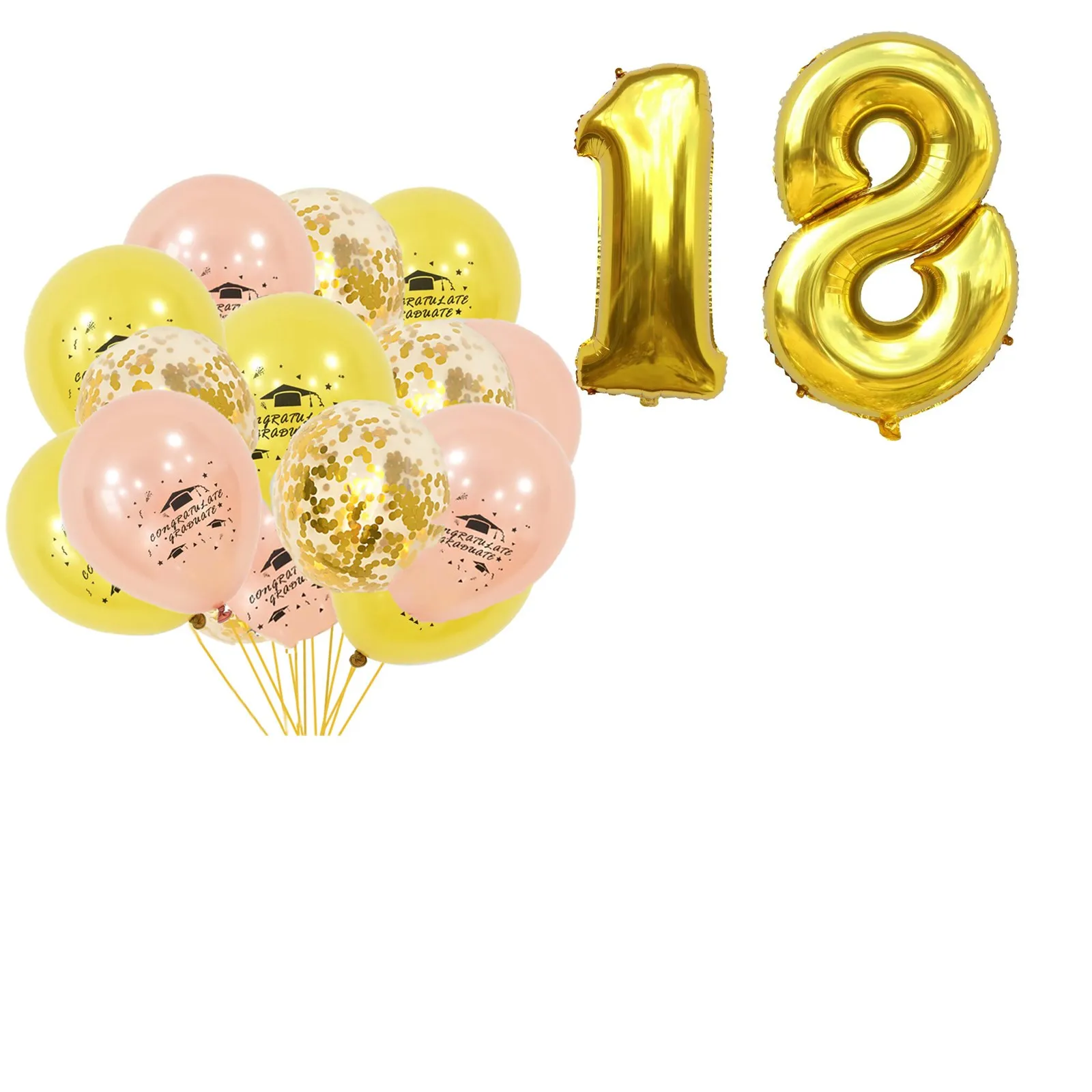 2020 Number Digit Balloons Graduation Balloons Congrats Latex Confetti Balloons Bachelor Cap Graduation Birthday Party Supply