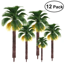12pcs Layout Rainforest Plastic Palm Tree Diorama Scenery Cute Mininatures DIY House Decoration (The color of root is random)