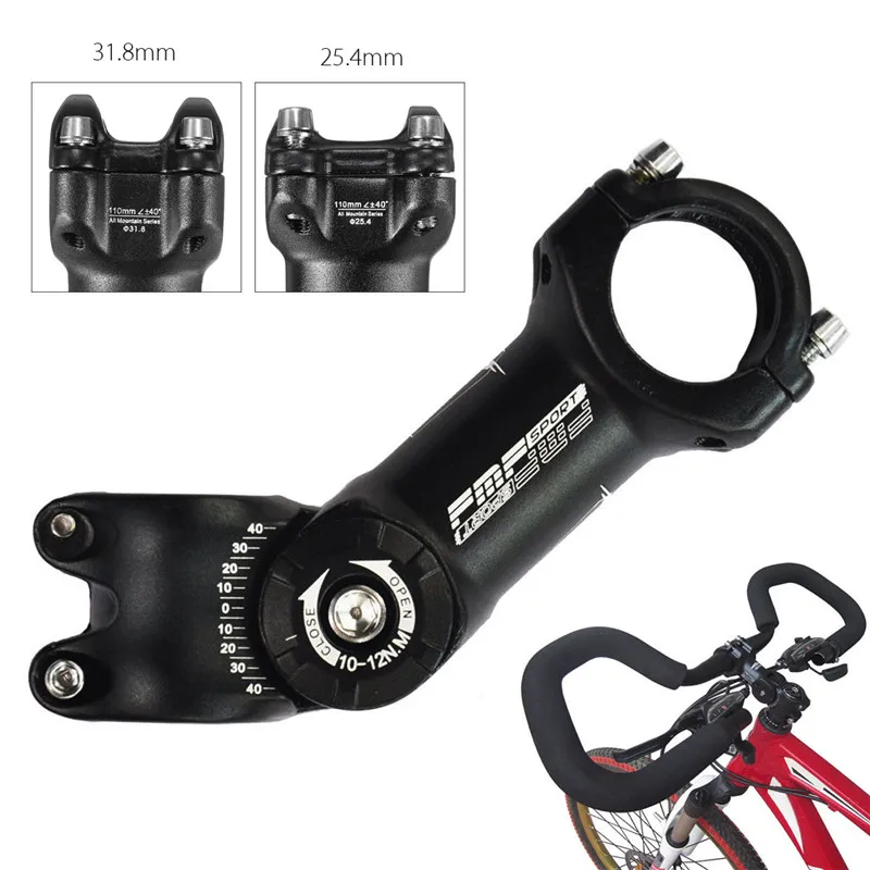 

Arrival Bike Bicycle Adjustable Angle Aluminum Alloy Handlebar Fork Stem 25.4mm/31.8mm Black Bicicleta Handlebar Accessories