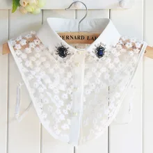 Новинка весны кристалл цветок сливы кружевная рубашка Dickie Женская свитер украшения привести поддельные воротник съемный для женщин блуз