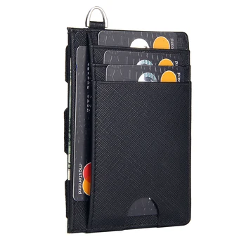 

Multi-card Position Men Coin Card Holder Cross Pattern Genuine Leather Unisex Wallet Casual Solid Color Coin Pocket