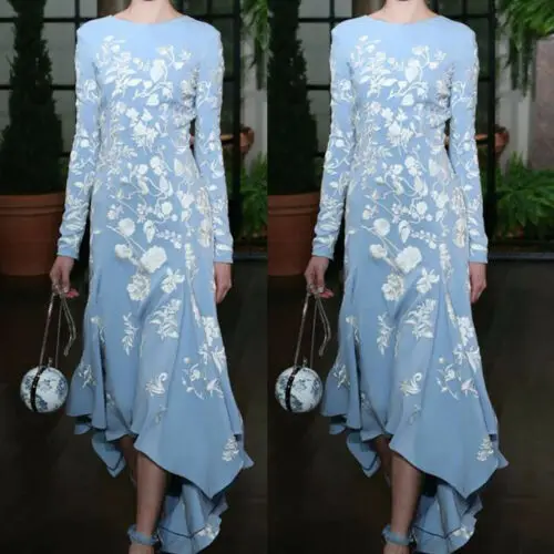 

HIRIGIN Women's Elegant High Waist Evening Party Floral Print Long Maxi Dress