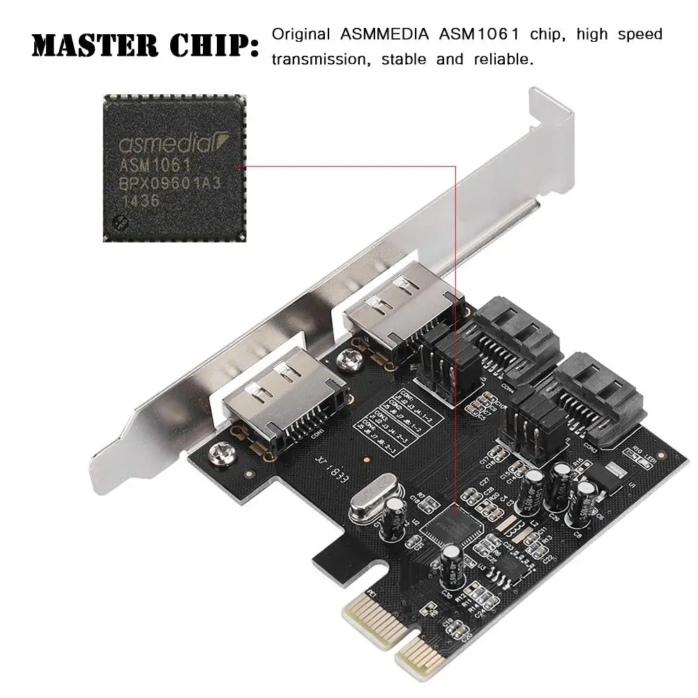 PCI 4-порт Sata/ESATA 3,0 Riser Card ASM1061 SATA 3,0 PCI для Esata/Sata