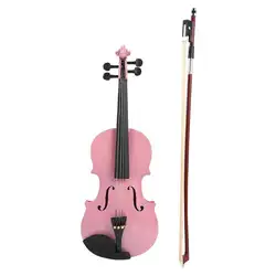 1/8 размеры блеск натуральной акустической скрипки скрипка с случае лук канифоль музыкальный инструмент розовый
