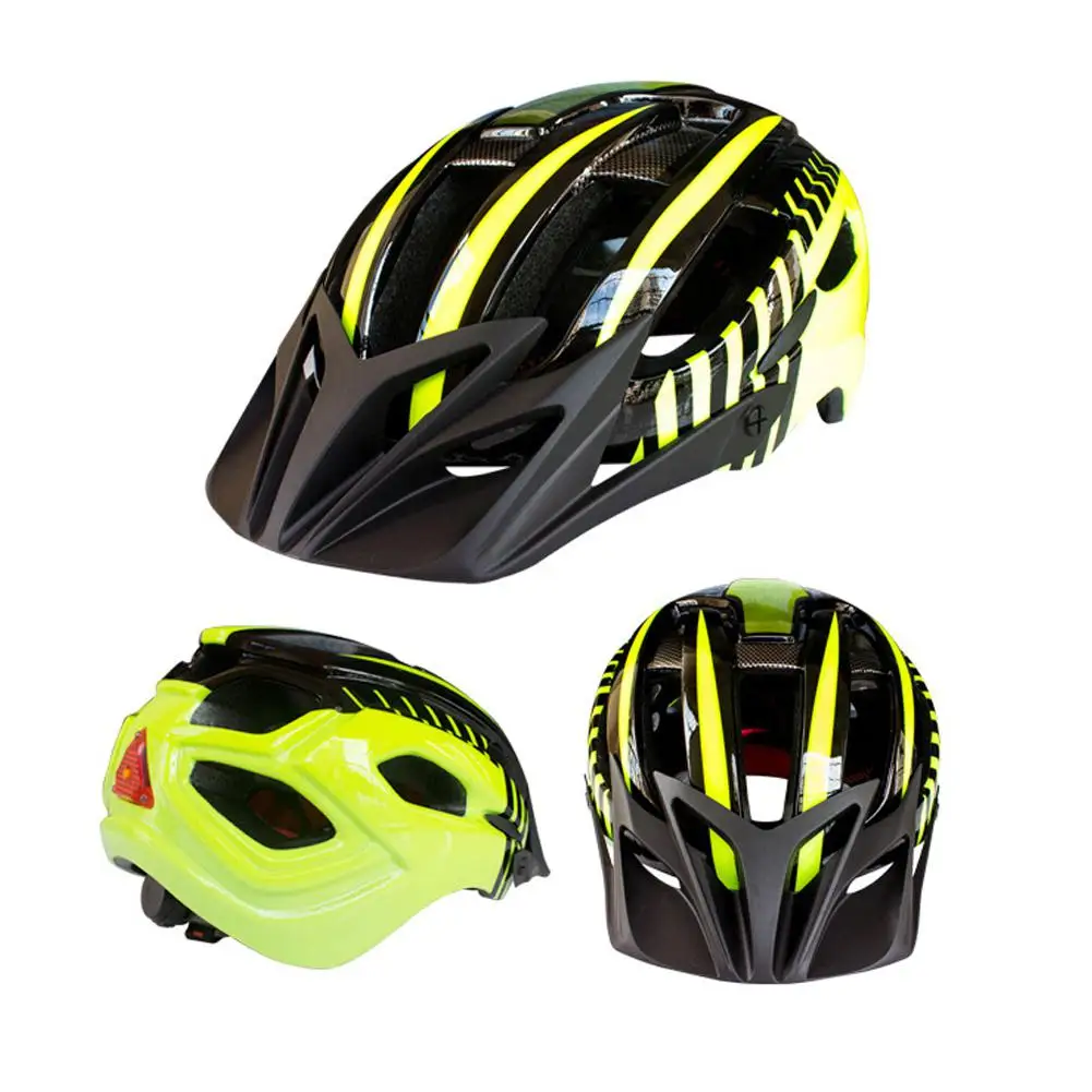 Unisex Bicycle Safety Cycling Helmet With Flash Light Integrated Light Helmet Yellow And Black 54 63 Cm Bicycle Helmet Aliexpress