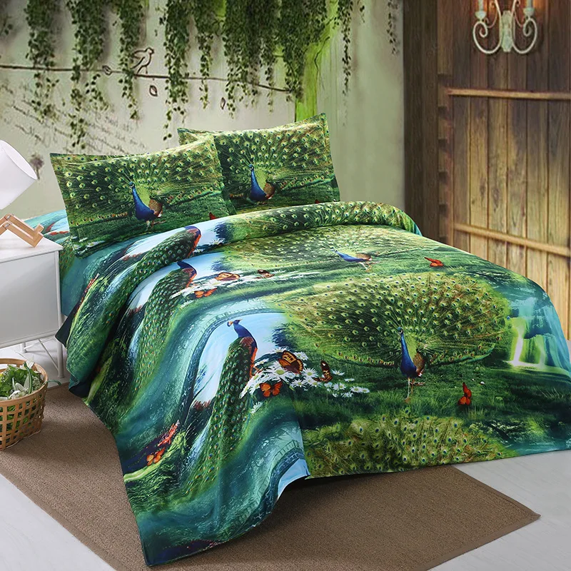 

peacock panda Digital print Bedding Set Quilt Cover Design Bed Set Bohemian a Mini Van Bedclothes 4pcs BE1236
